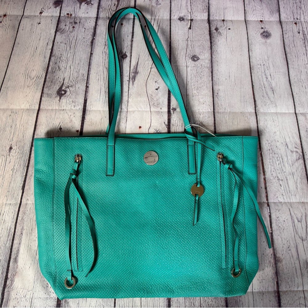 New with Tags Lodis Los Angeles Teal Pebbled Faux Leather Tote Bag